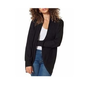 | ella moss | Women’s Black Long Sleeve Open Front Cardigan Sweater MED